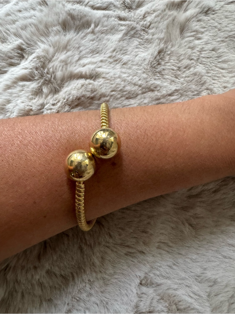 Gold Double-Bead Cuff Bracelet